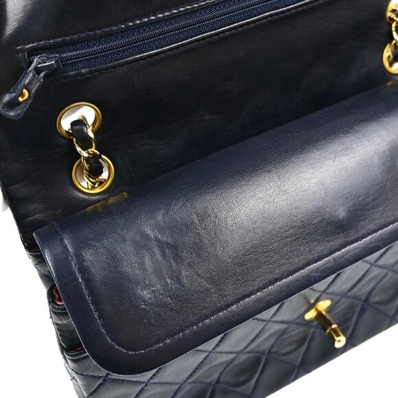 Chanel Navy Lambskin Medium Double Flap Shoulder Bag - Picture 8 of 13